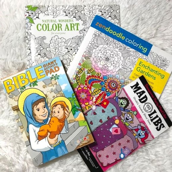 NWOT 4Pc Color Art, Zendoodle, Bible Activity, Mad Libs Coloring Activity Set - Picture 1 of 16